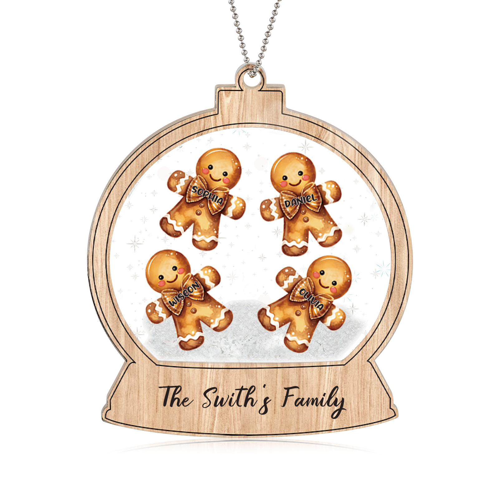 Navidad-Ornamentos Navideños de Acrílico Bola de Cristal 4 Nombres con Texto Personalizados