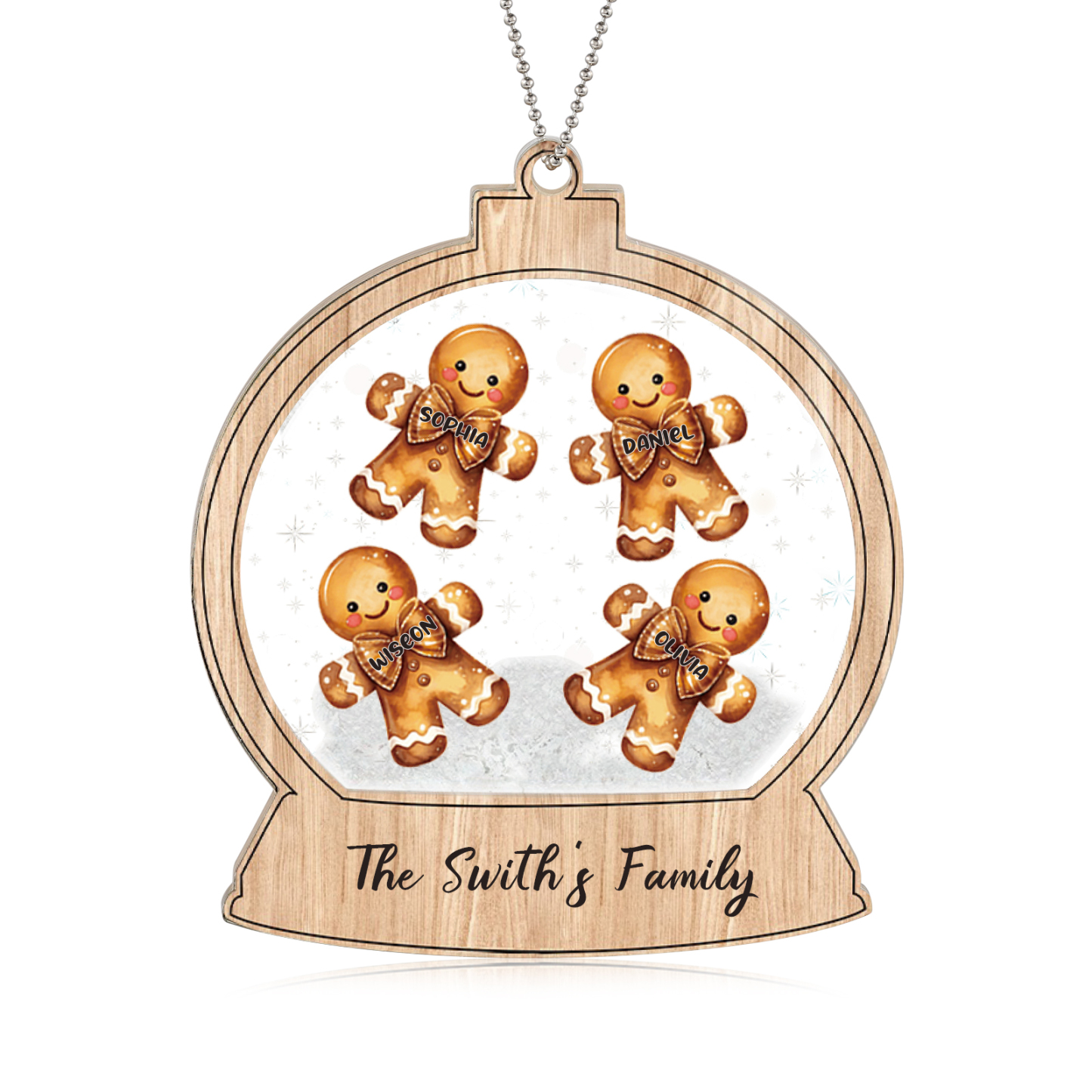 Navidad-Ornamentos Navideños de Acrílico Bola de Cristal 4 Nombres con Texto Personalizados