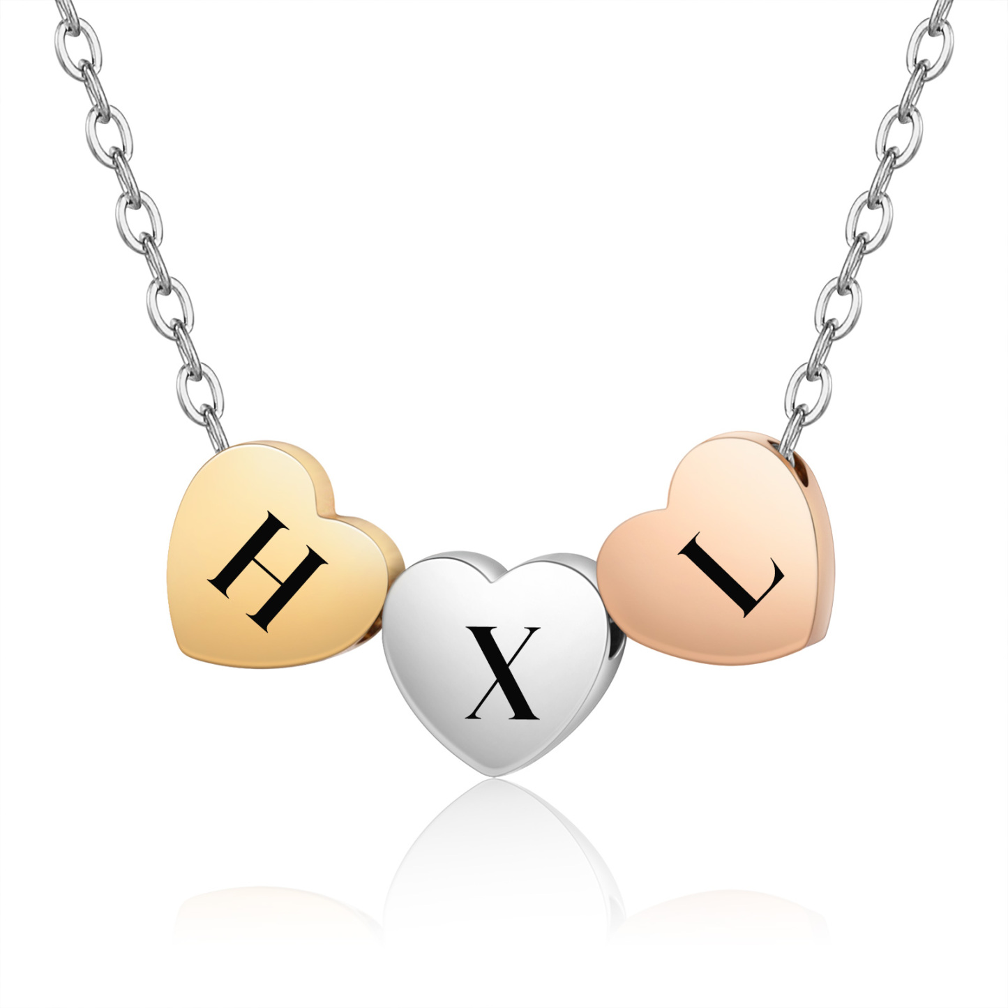 Collar de corazones personalizado con 3 letras-Jessemade ES