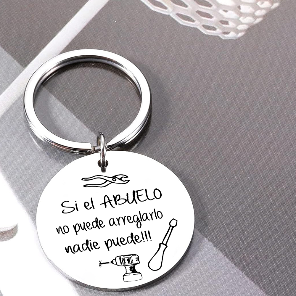 A mi abuelo-Llavero de placa redonda "abuelo arreglar todo"-Jessemade ES