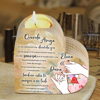 A mi amiga - Candelero de madera sin vela 2 nombres personalizados-Jessemade ES