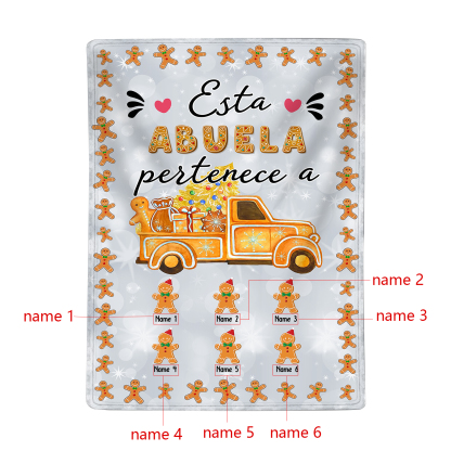 A mi abuela-Manta de buen calidad de Navidad hombres de jengibre personalizada con 6 nombres-Jessemade ES