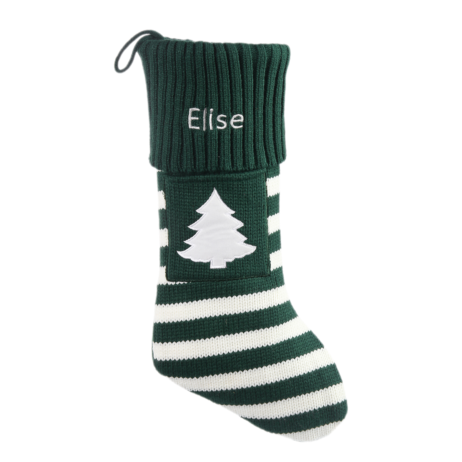 Adornos de medias navideñas con árbol o nieve Bolsa de regalo 1 Nombre personalizado-Jessemade ES