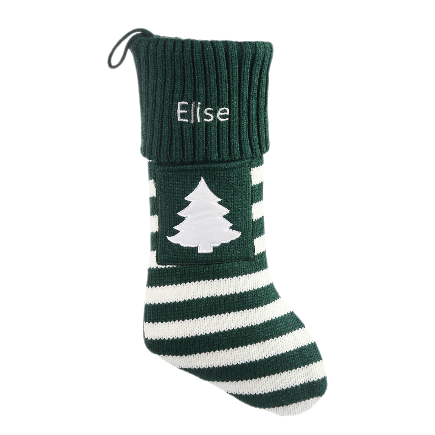 Adornos de medias navideñas con árbol o nieve Bolsa de regalo 1 Nombre personalizado-Jessemade ES