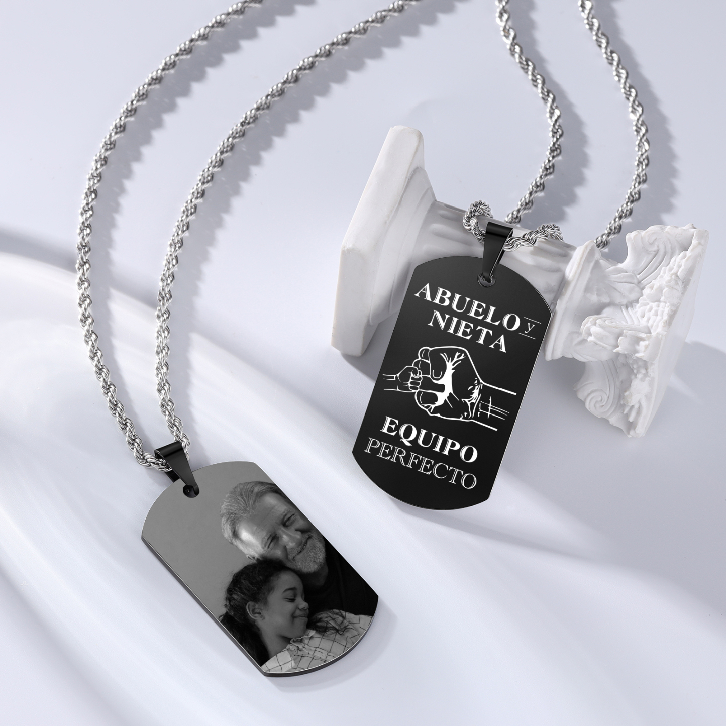 A MI ABUELO-Collar abuelo y nieta de placa personalizada con foto-Jessemade ES