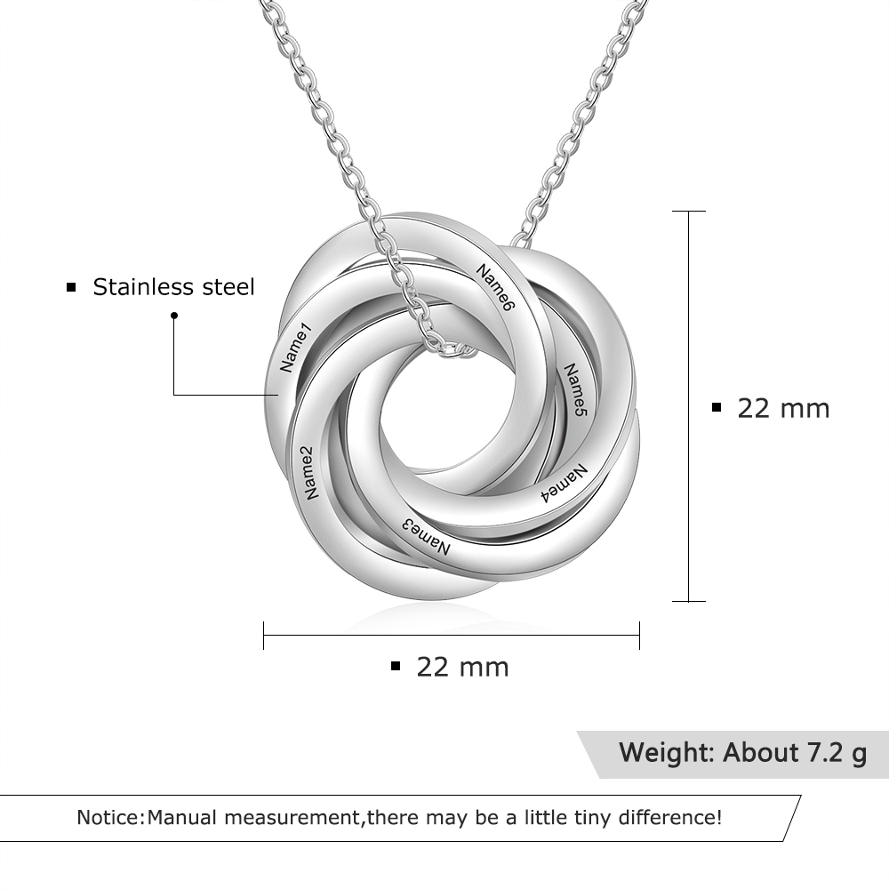 Collar de aros rusos personalizado con 6 nombres-Jessemade ES