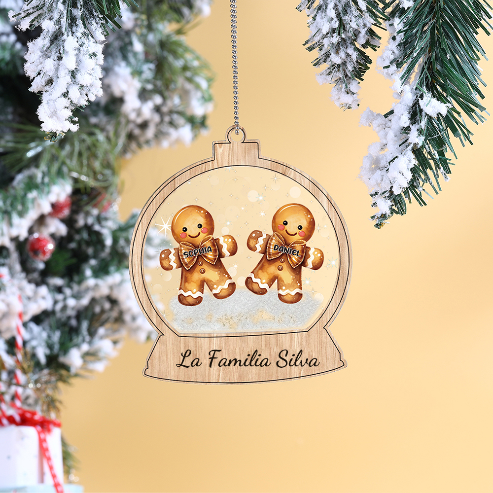 Navidad-Ornamentos Navideños de Acrílico Bola de Cristal 2 Nombres con Texto Personalizados