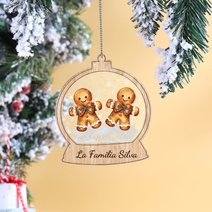 Navidad-Ornamentos Navideños de Acrílico Bola de Cristal 2 Nombres con Texto Personalizados