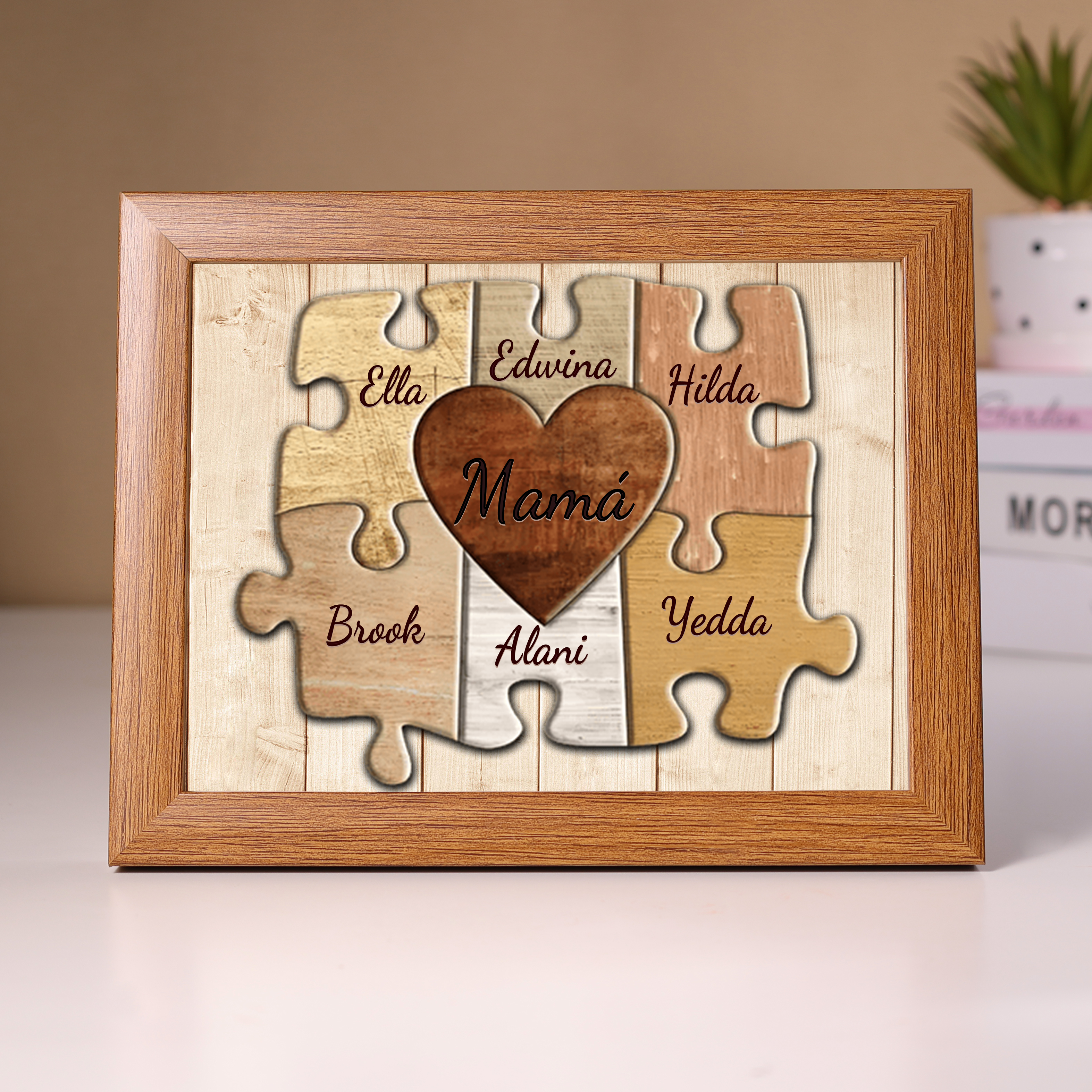 A mi mamá-Marco de 3-9 nombres personalizados rompecabezas de madera-Jessemade ES