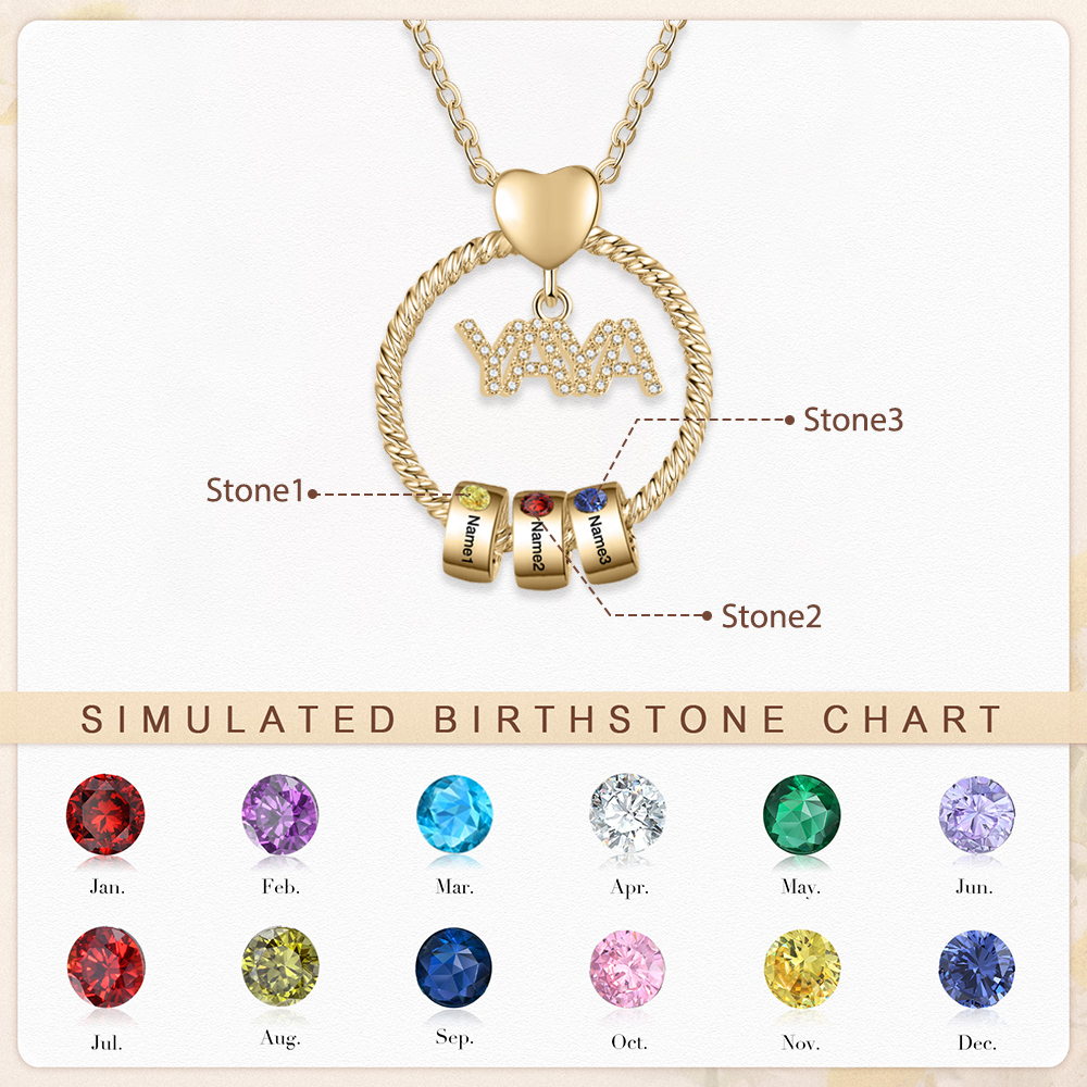 A mi abuela - Kit de regalo de cartera "Esta abuela pertenece a..." y collar ''YAYA'' 3 nombres personalizados con caja | Jessemade