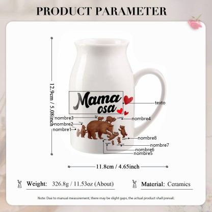 Florero de cerámica mamaosa y sus bebés 2-8 nombres personalizados con texto decoración del hogar-Jessemade ES