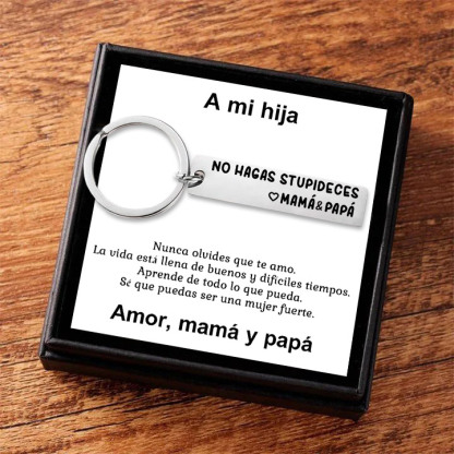 Llavero de placa "No hagas stupideces" a hijos de papá y mamá-Jessemade ES