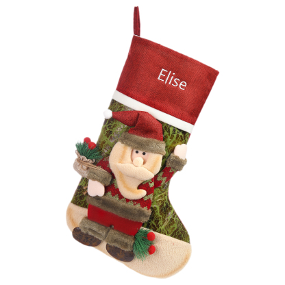 Adornos de medias navideñas con muñeco Bolsa de regalo 1 Nombre personalizado-Jessemade ES