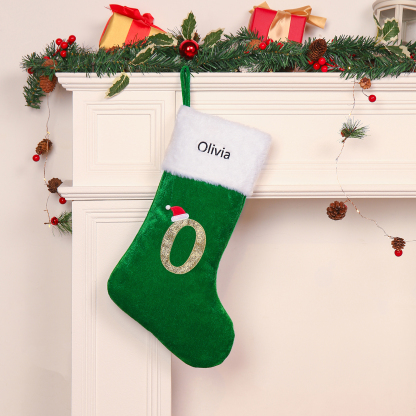 Adornos de medias navideñas con letra Bolsa de regalo 1 Nombre personalizado-Jessemade ES