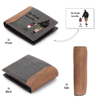 A mi papá-Cartera, billetera clásica siluetas 2-3 nombres personalizados para hombre monedero-Jessemade ES