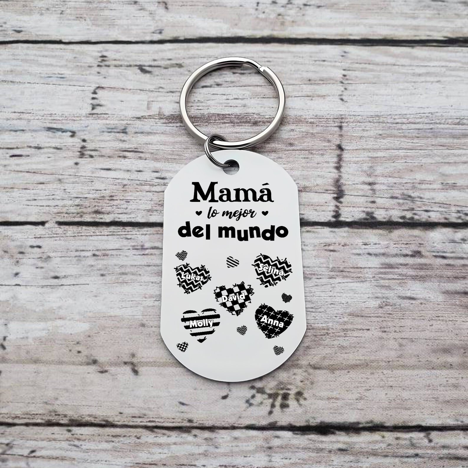 A mi mamá-Llavero 1-6 Nombres Personalizados CORAZONES-Jessemade ES