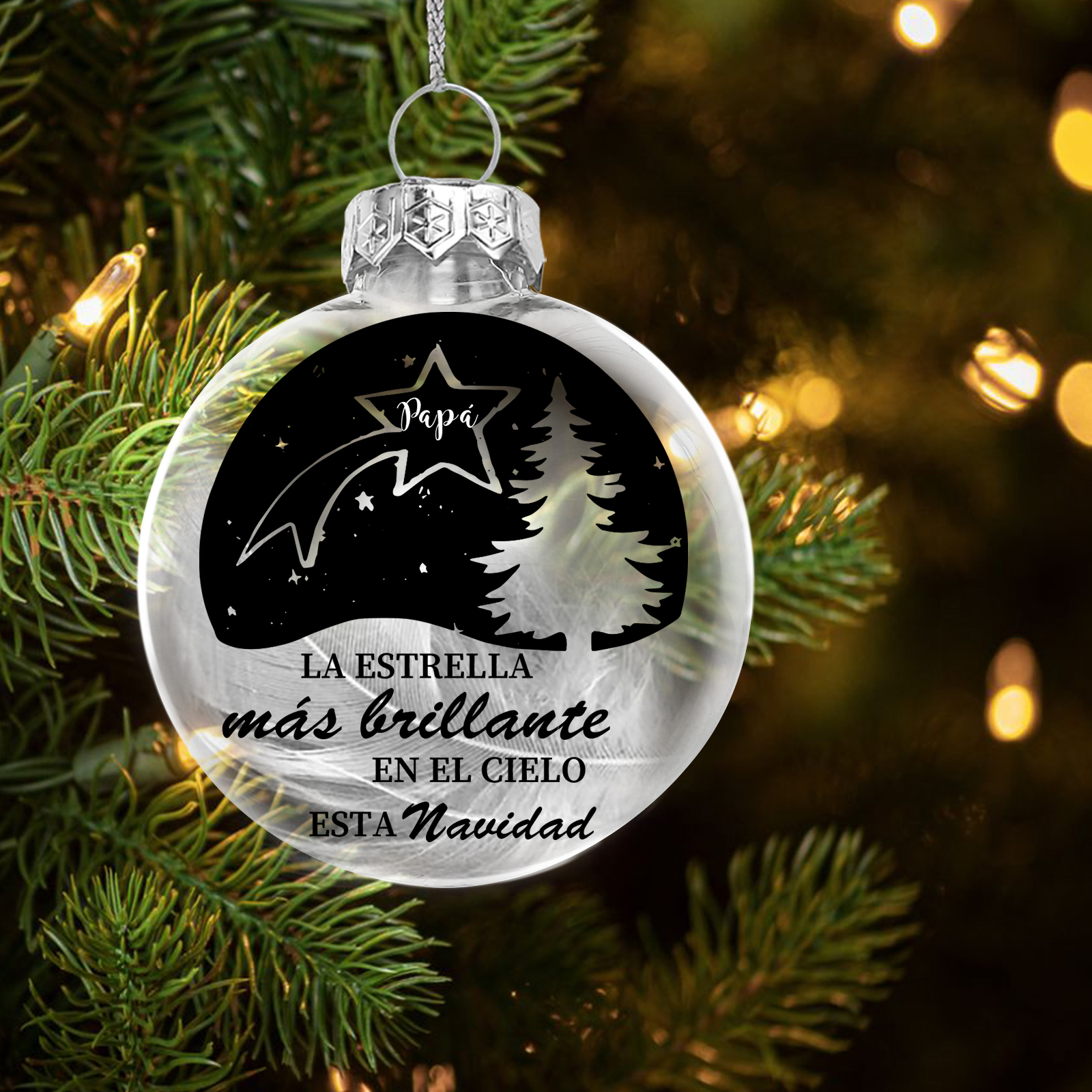 Bola navideña conmemorativa Adorno de Navidad 1 nombre personalizado con pluma -Jessemade ES