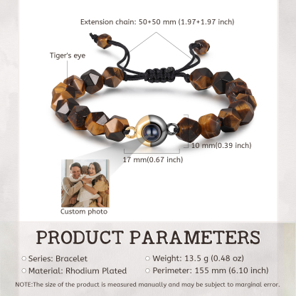 Pulsera de perlas rómbicas con proyección de foto en color para hombre-Jessemade ES