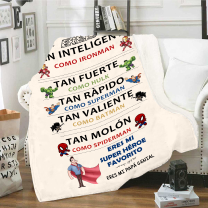 A mi padre-Manta de buen calidad eres mi héroe y personalizada con 1 nombre-Jessemade ES