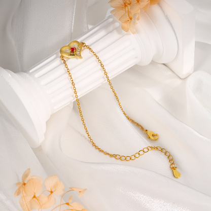 Pulsera 1-7 nombres y piedras de nacimiento personalizadas con dije de corazón-Jessemade ES