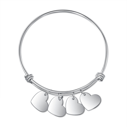 Pulsera con 4 nombres personalizados y 4 dijes de corazón-Jessemade ES
