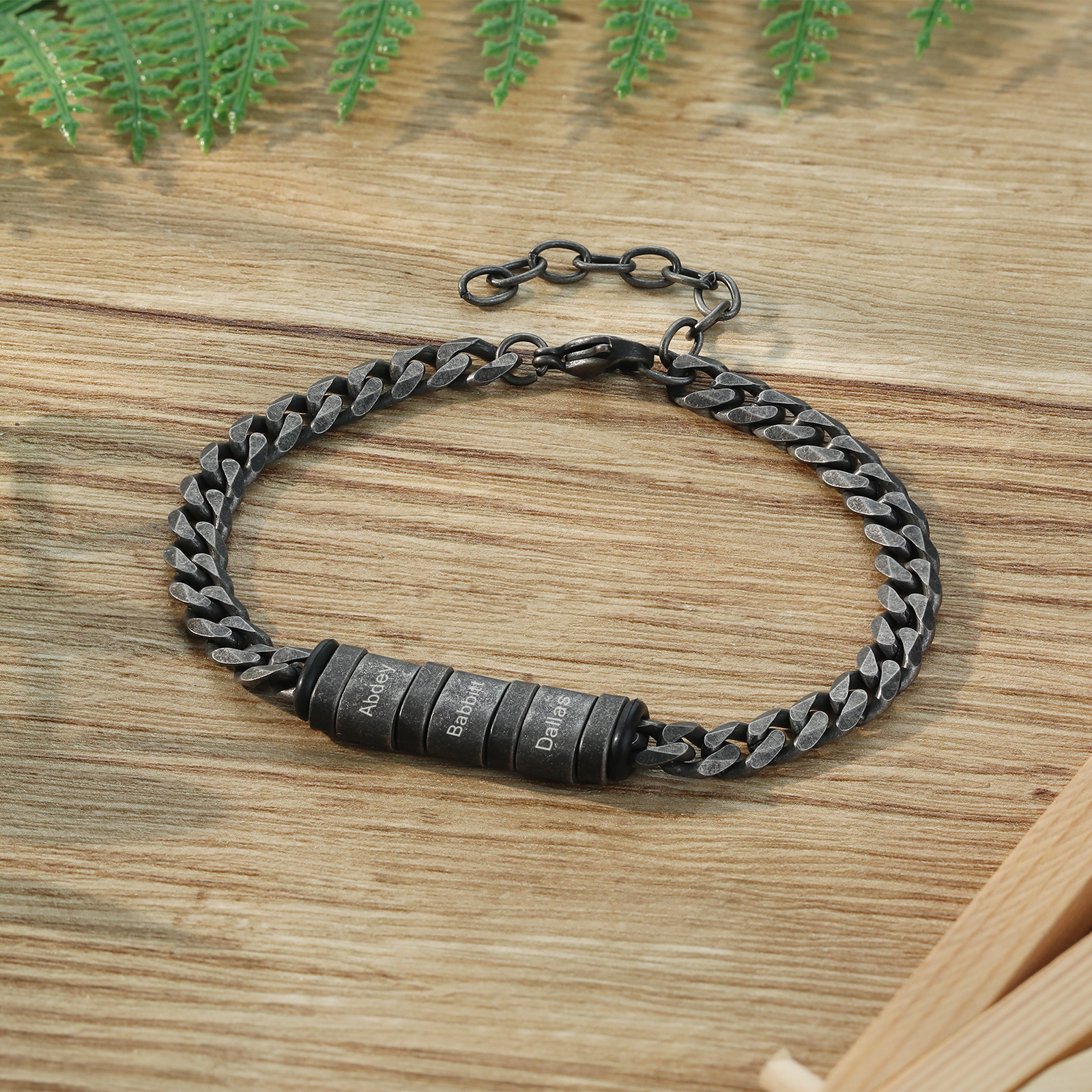 2-5 Nombres Personalizados Pulsera de Cadena Aros Personalizados de Nombres de Acero Inoxidable-Jessemade ES