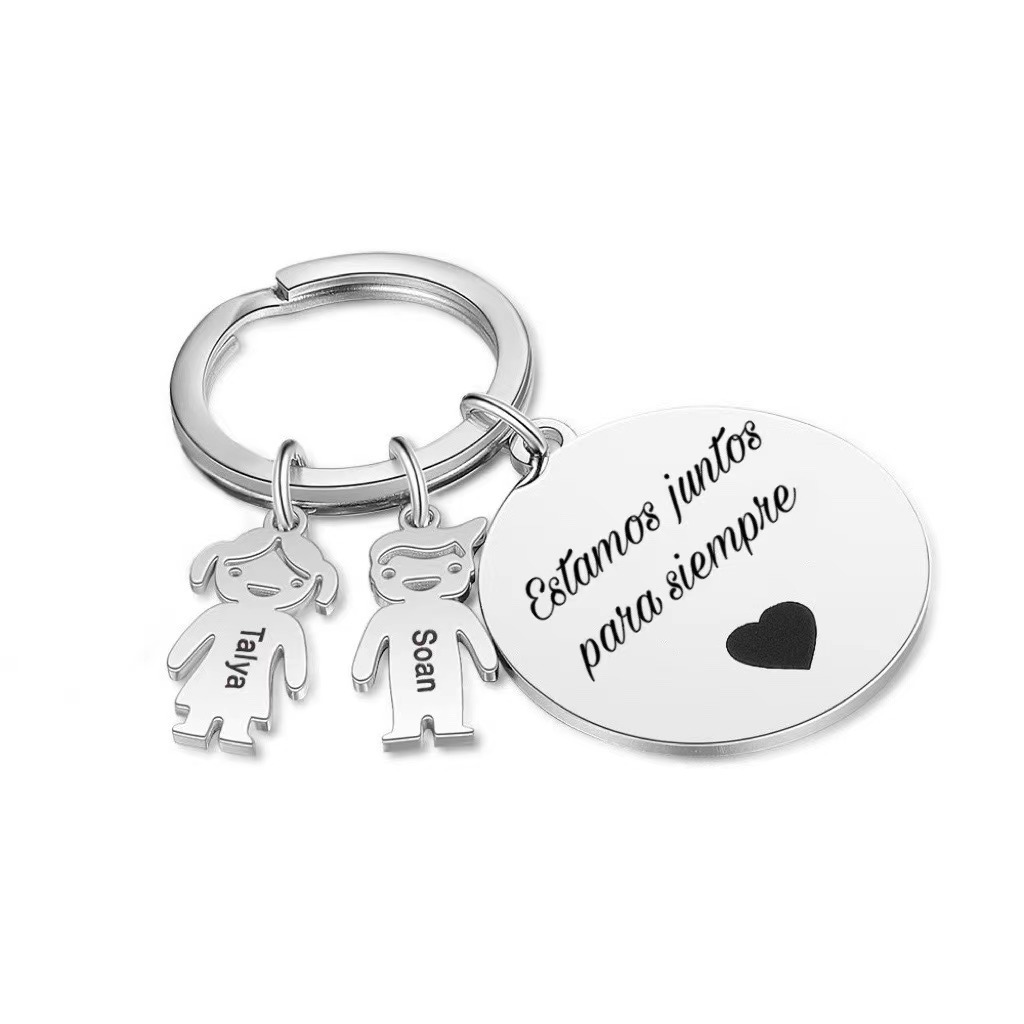 A mi mamá-Llavero Personalizado con 2 Nombres en 2 Niños y 1 Texto-Jessemade ES