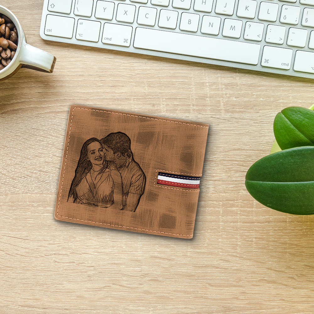 Cartera, billetera personalizada con 1 foto, 1 nombre y 1 letra monedero para hombre-Jessemade ES