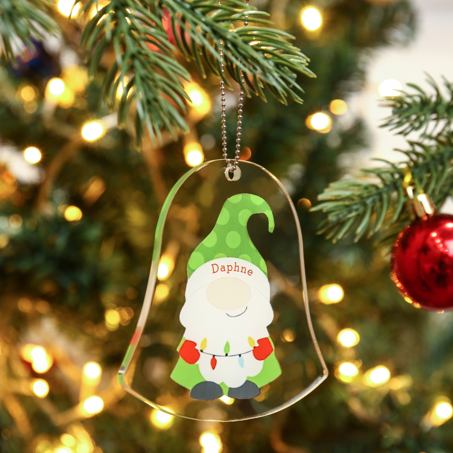 Navidad-Ornamento navideño de acrílico genios en forma de campanilla con 1 nombre personalizado