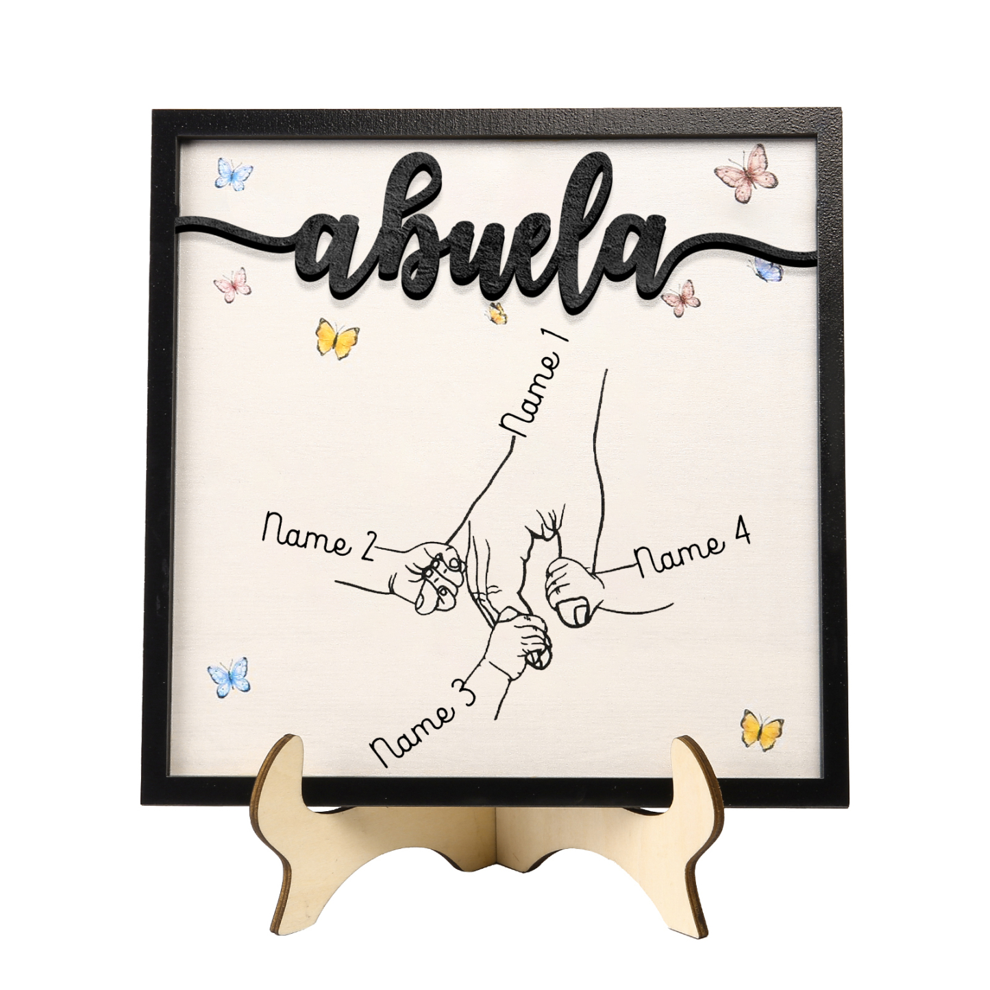 A mi abuela-Adorno 2-7 nombres personalizados decoración de madera mano con manitos-Jessemade ES