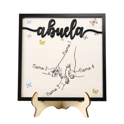 A mi abuela-Adorno 2-7 nombres personalizados decoración de madera mano con manitos-Jessemade ES