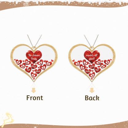 Navidad-Ornamento navideño de acrílico corazones con 3 nombres y 1 texto personalizados