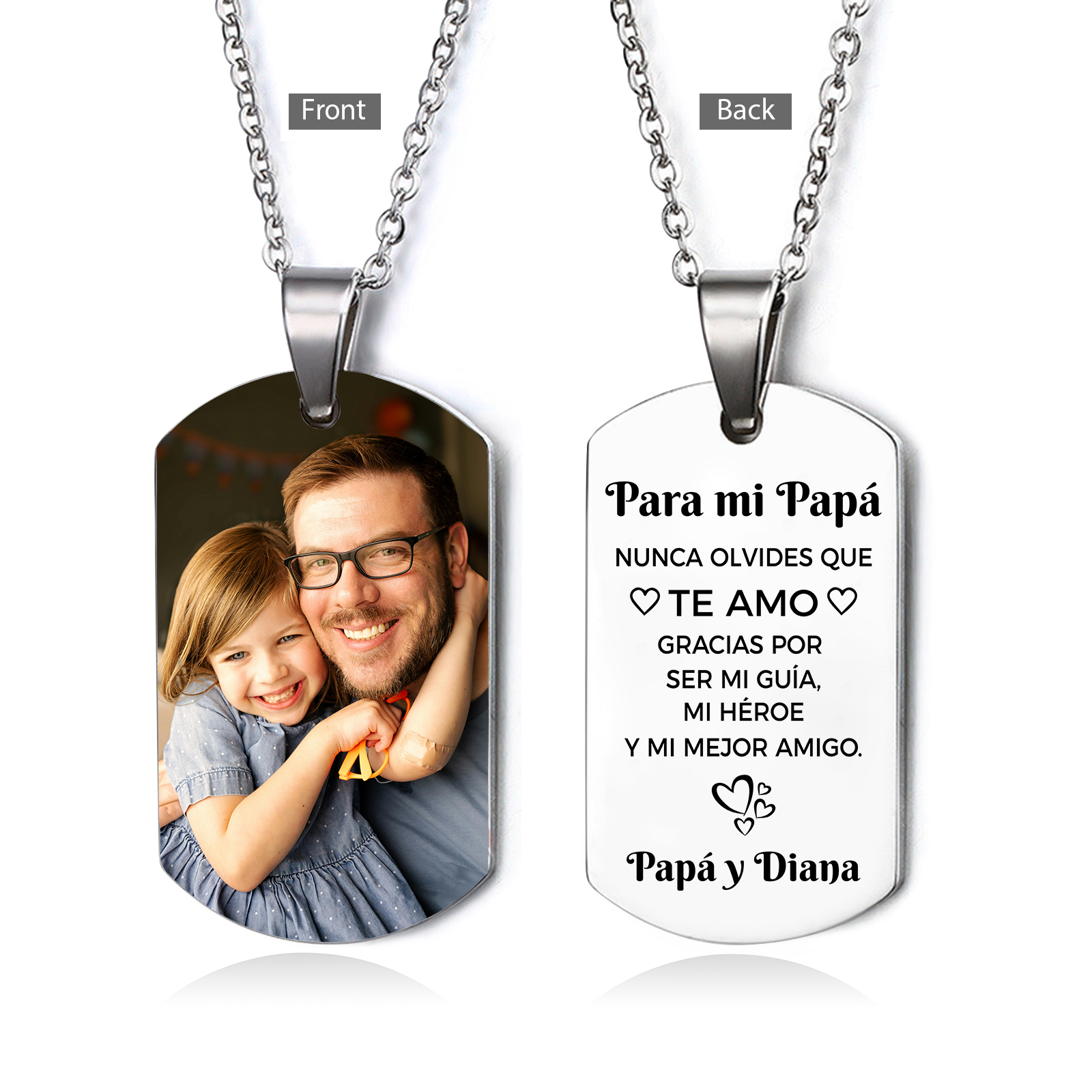 A MI PAPÁ-Collar de placa personalizada con texto y foto-Jessemade ES