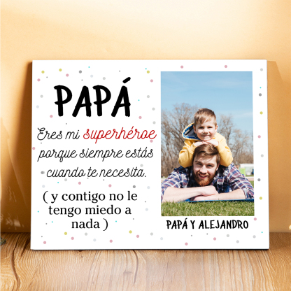 A mi papá - Lámina marco de madera 1 nombre personalizado con 1 foto-Jessemade ES