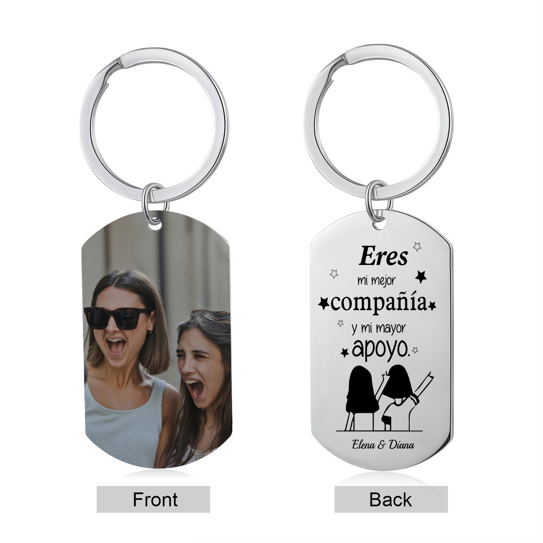 A mi amiga/hermana - Llavero con 2 nombres personalizados con foto-Jessemade ES