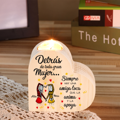 A mi amiga - Candelero de madera sin vela 2 nombres personalizados-Jessemade ES