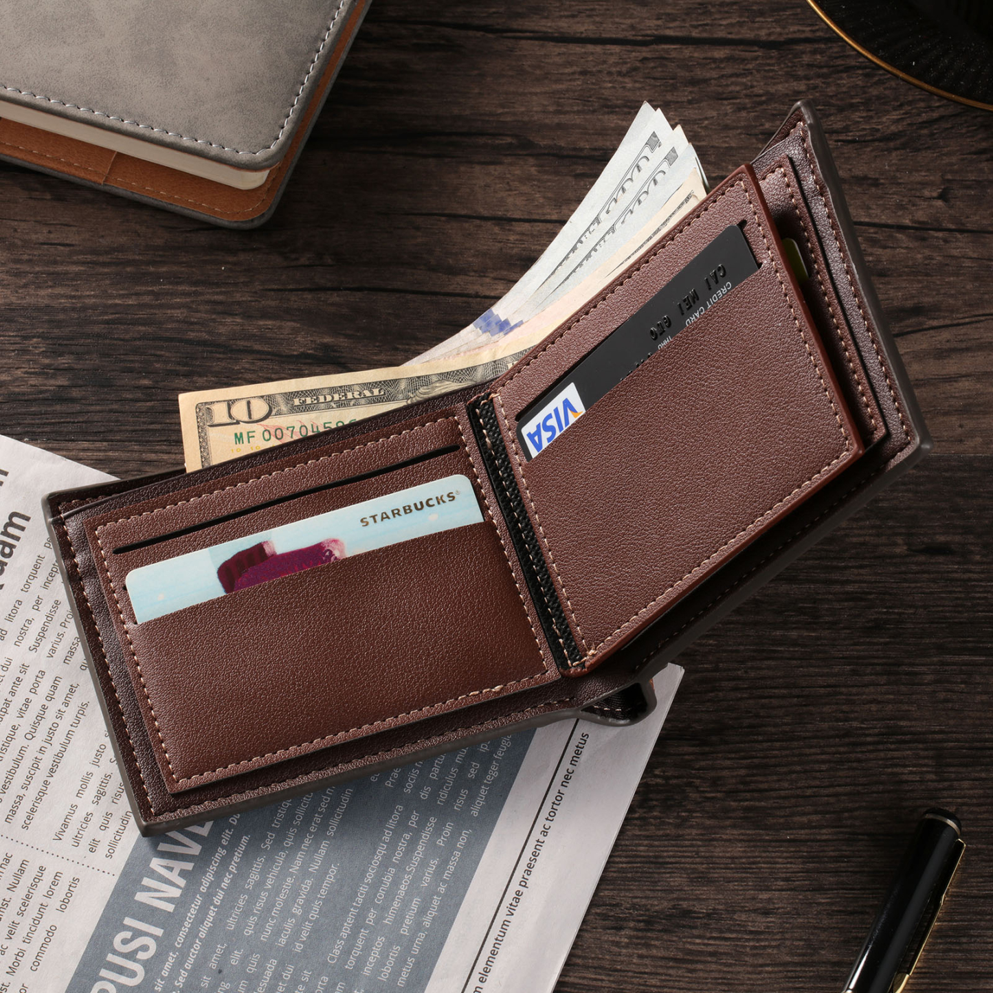 Cartera, billetera clásica 2-6 nombres personalizados mano a mano para hombre monedero-Jessemade ES