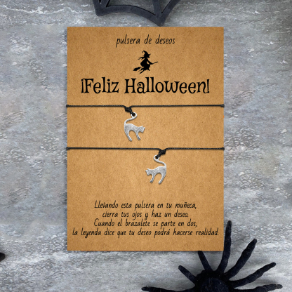 Pulsera de deseos-Unidad de 2 pulseras de gato🐈 ¡Feliz Halloween!-Jessemade ES