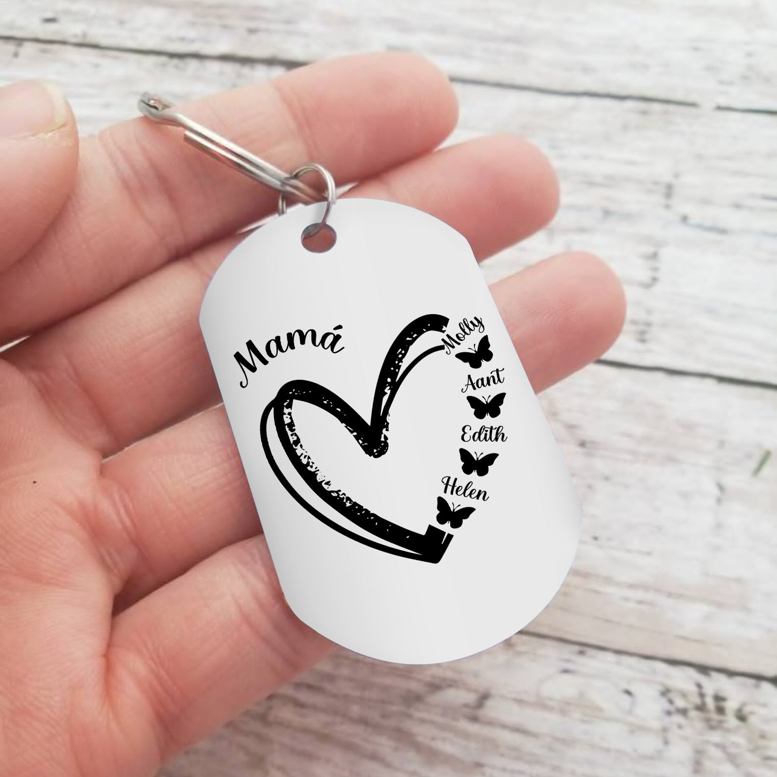 A mi mamá-Llavero 1-6 Nombres Personalizados CORAZÓN Y MARIPOSAS-Jessemade ES