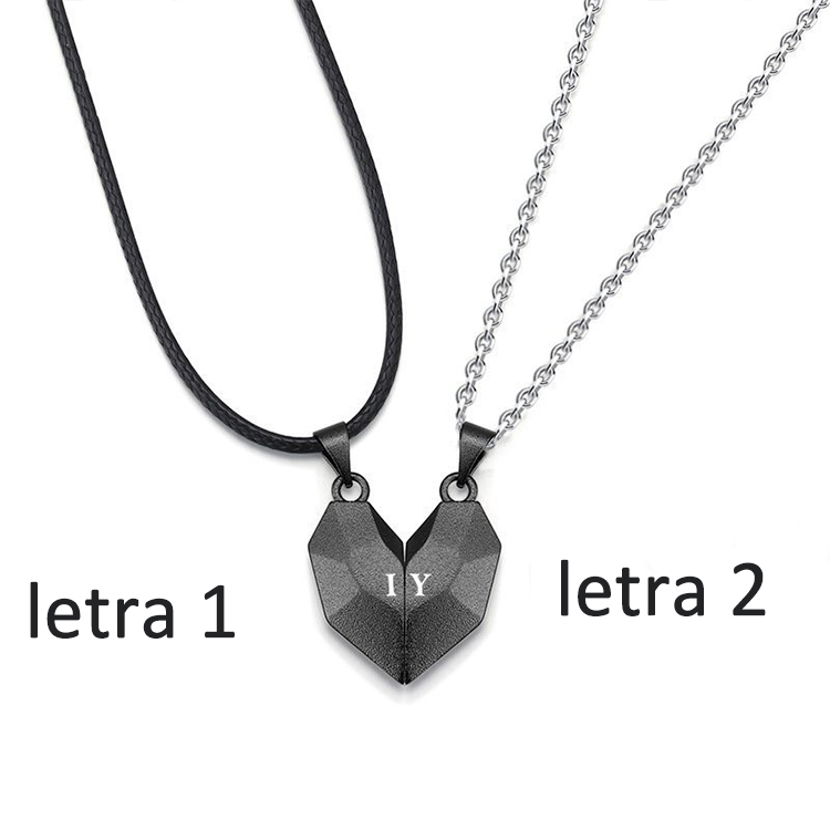 A mi amor-Collares personalizados para pareja con dije de corazón de rompecabezas magnético grabado de dos letras-Jessemade ES