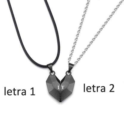 A mi amor-Collares personalizados para pareja con dije de corazón de rompecabezas magnético grabado de dos letras-Jessemade ES