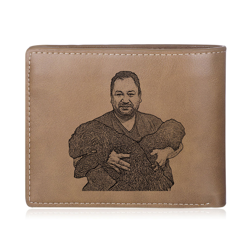 Cartera, billetera clásica puño con puño 3 nombres personalizados y una foto para abuelo-Jessemade ES