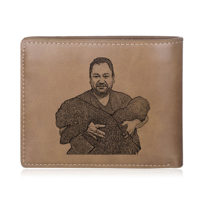 Cartera, billetera clásica puño con puño 3 nombres personalizados y una foto para abuelo-Jessemade ES