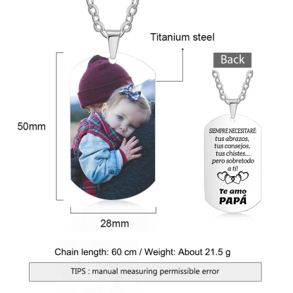 A MI PAPÁ-Collar de placa personalizada con foto-Jessemade ES