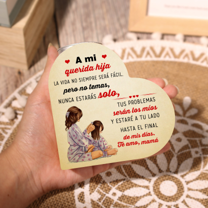Candelero de corazón para hija de mamá de madera de corazón sin candela-Jessemade ES