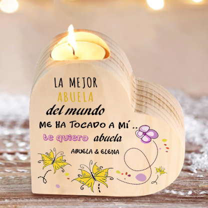 A mi abuela - Candelero de madera sin vela Mariposas 2 nombres personalizados-Jessemade ES