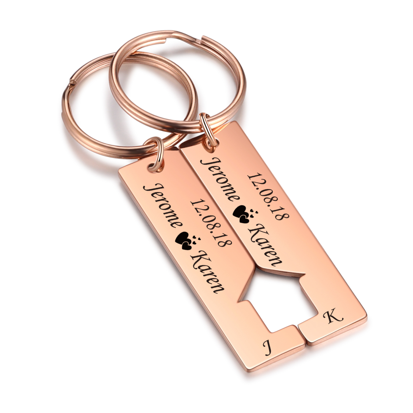 A mi querido-Llavero con casa encajada para pareja 2 nombres, 2 letras personalizadas con fecha-Jessemade ES