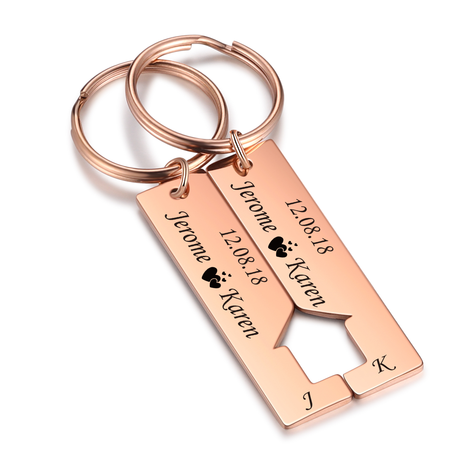 A mi querido-Llavero con casa encajada para pareja 2 nombres, 2 letras personalizadas con fecha-Jessemade ES