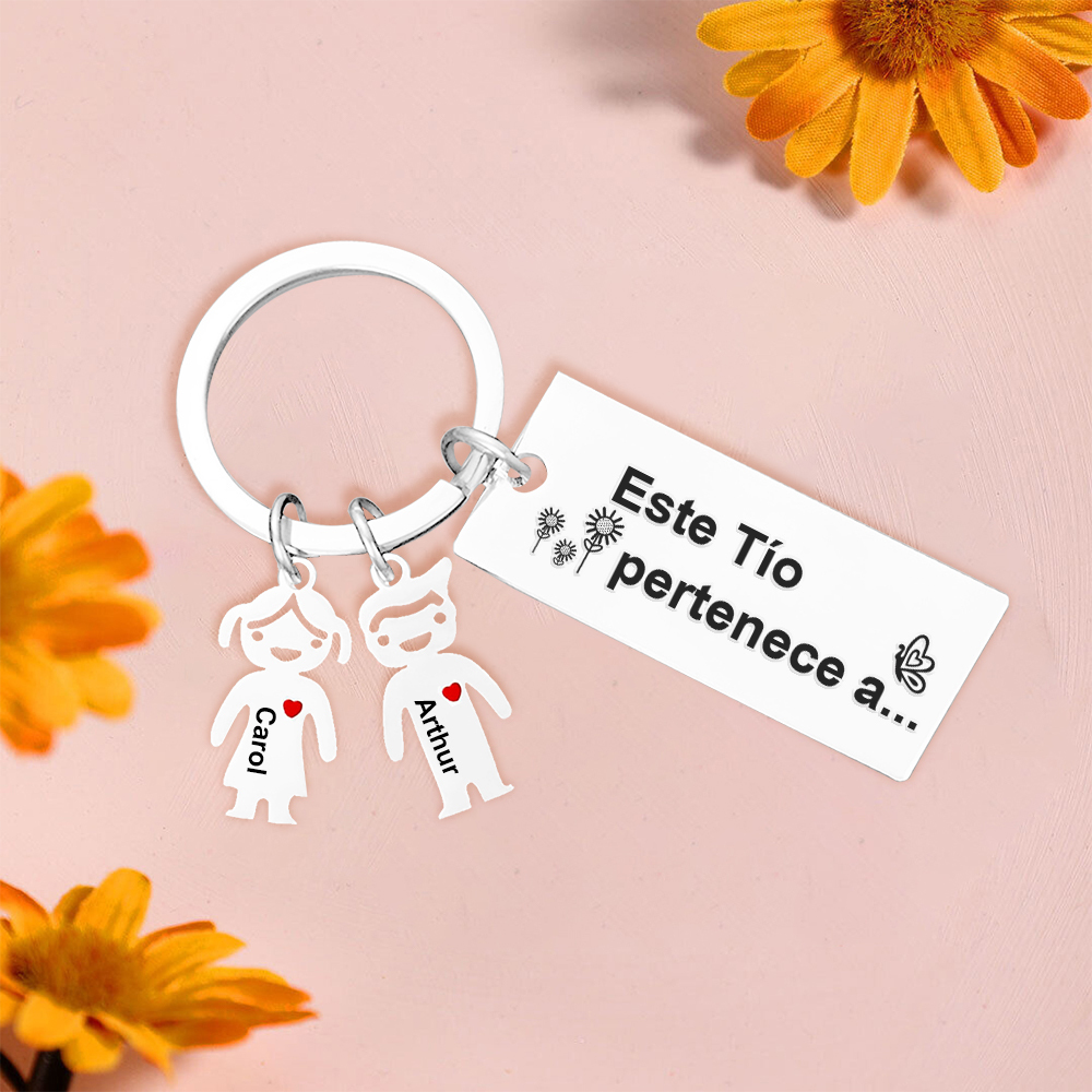 A mi tío - Llavero con 1-6 nombres personalizados en "niños" "Este Tío pertenece a..."-Jessemade ES