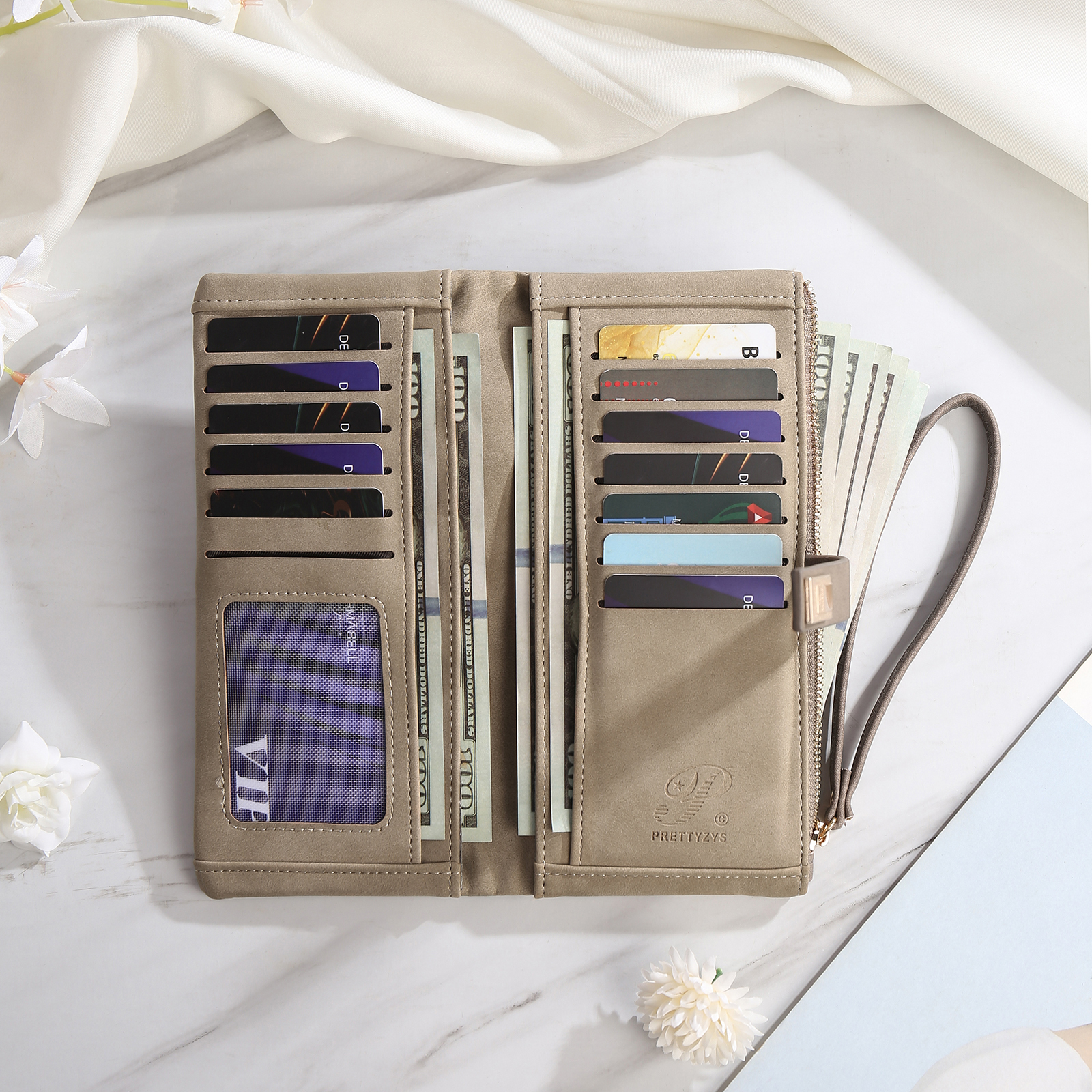 Cartera, billetera con 1 nombre y 1 flor de nacimiento personalizados monedero clásico para mujer-Jessemade ES